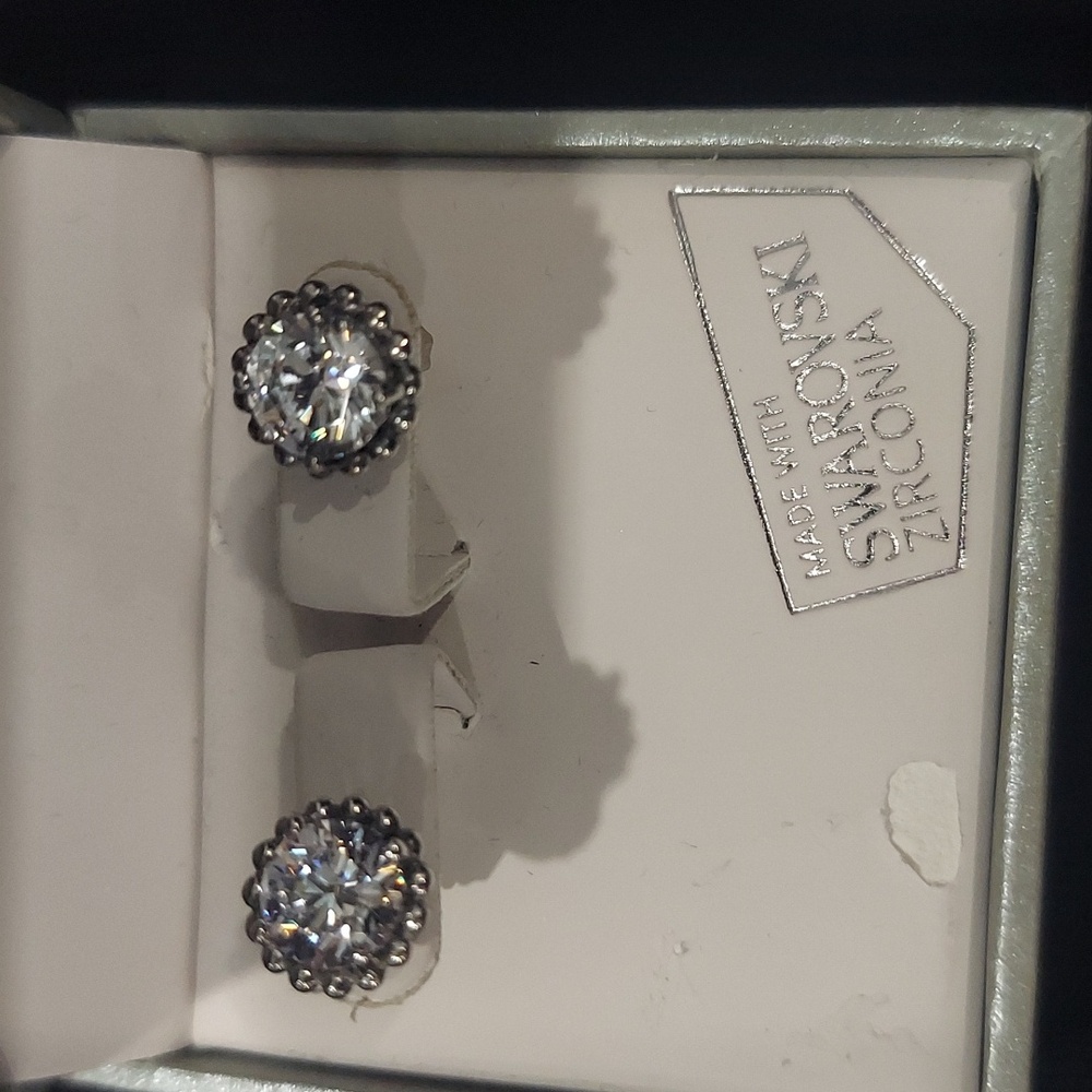 Swarovski Silver Crystal Stud Earrings - Picture 3 of 6